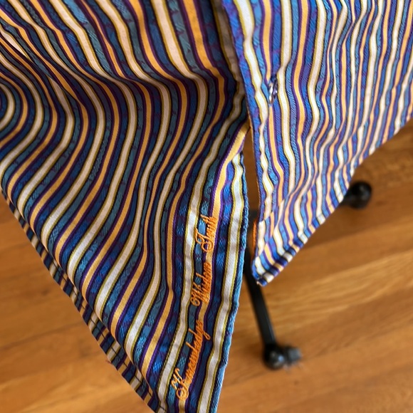 ROBERT GRAHAM Blue Green Stripes Paisley Cotton Medium Classic Long Sleeve Shirt - Picture 5 of 10